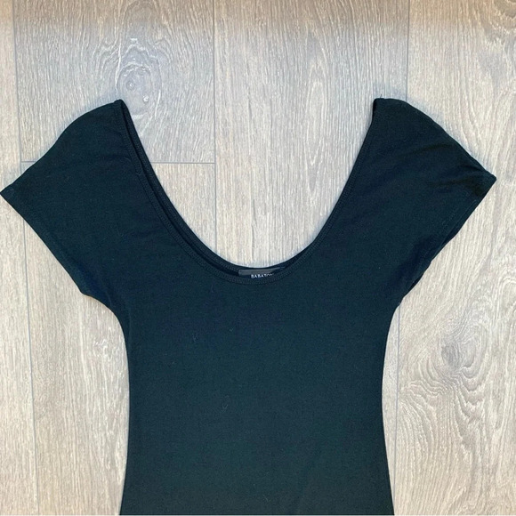 Aritzia Babaton Midi Dress Black Stretch Modal scoop neck Short Sleeve Size XXS - Picture 7 of 14